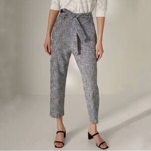 Aritzia Wilfred High-Waisted Jallade Tie Trouser Pant Black White Tweed Size 4